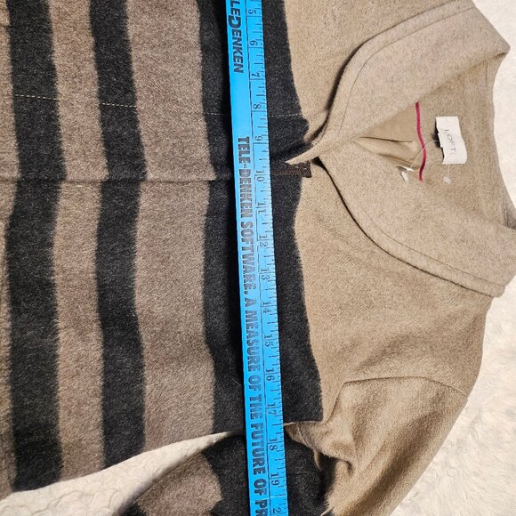 Ann Taylor-Loft Women's Tan Black Stripe Wool Blend Jacket - Picture 4 of 8